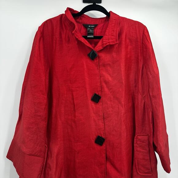 Ali Miles Jacket Womens 1X Red Button Woven Art Wire Collar Statement - Picture 3 of 11
